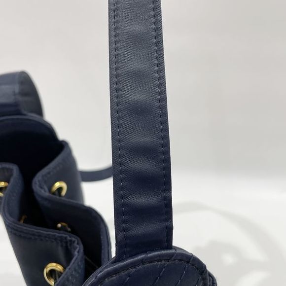 Yves Saint Laurent YSL Logo Drawstring Shoulder Bag Navy - Picture 12 of 12